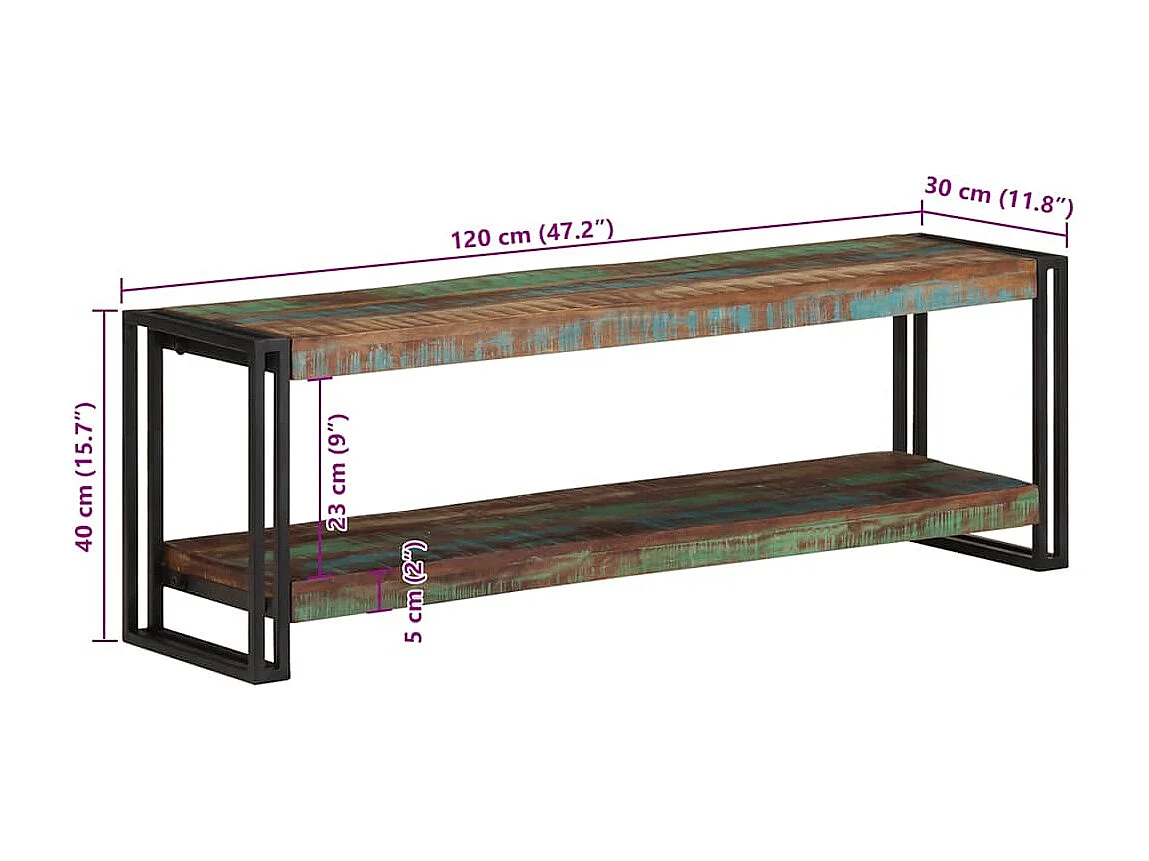 Meuble TV 120x30x40 cm Bois de récupération massif