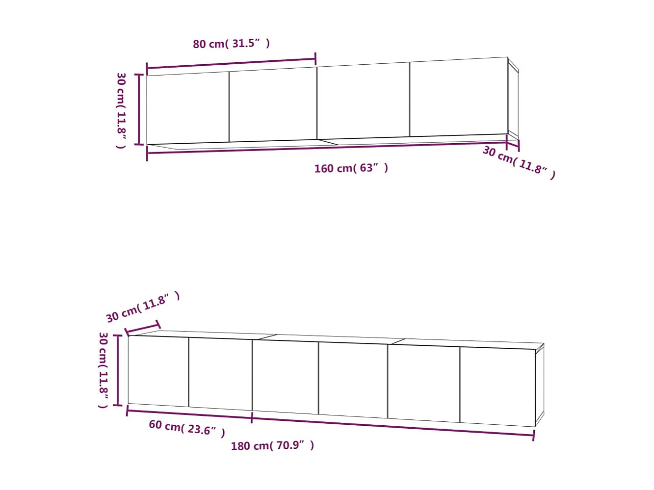 Conjunto móveis de TV 5 pcs madeira processada branco
