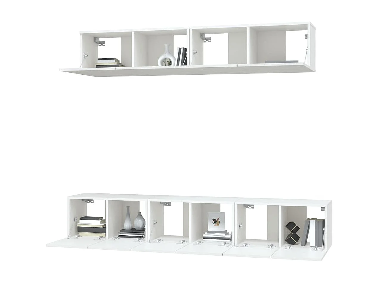 Conjunto móveis de TV 5 pcs madeira processada branco