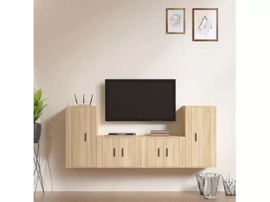 Kauf Unique 4-tlg. TV-Schrank-Set Sonoma-Eiche Holzwerkstoff