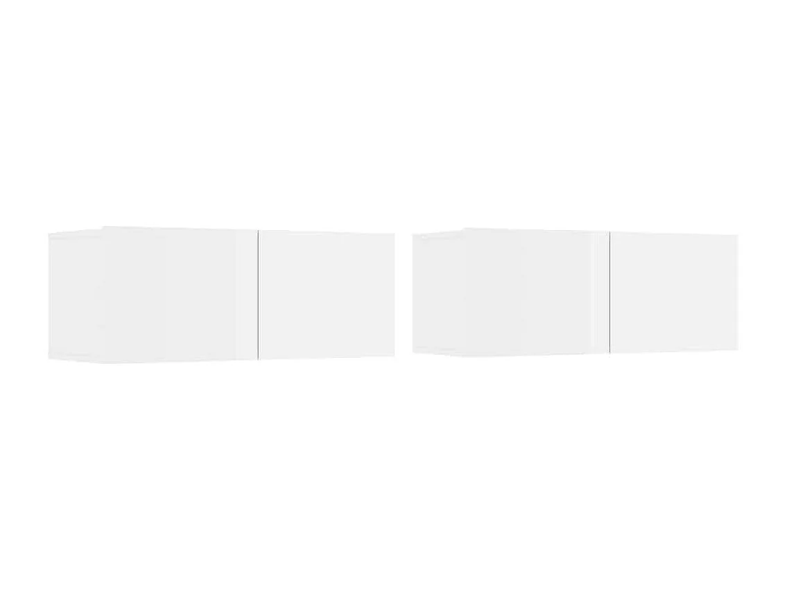 Meubles TV 2 pcs Blanc brillant 80x30x30 cm Bois d'ingénierie