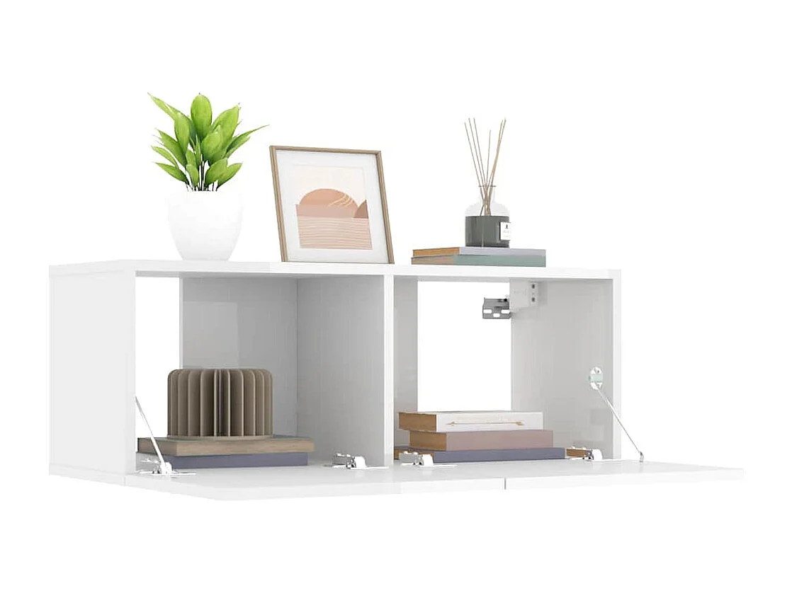 Meubles TV 2 pcs Blanc brillant 80x30x30 cm Bois d'ingénierie