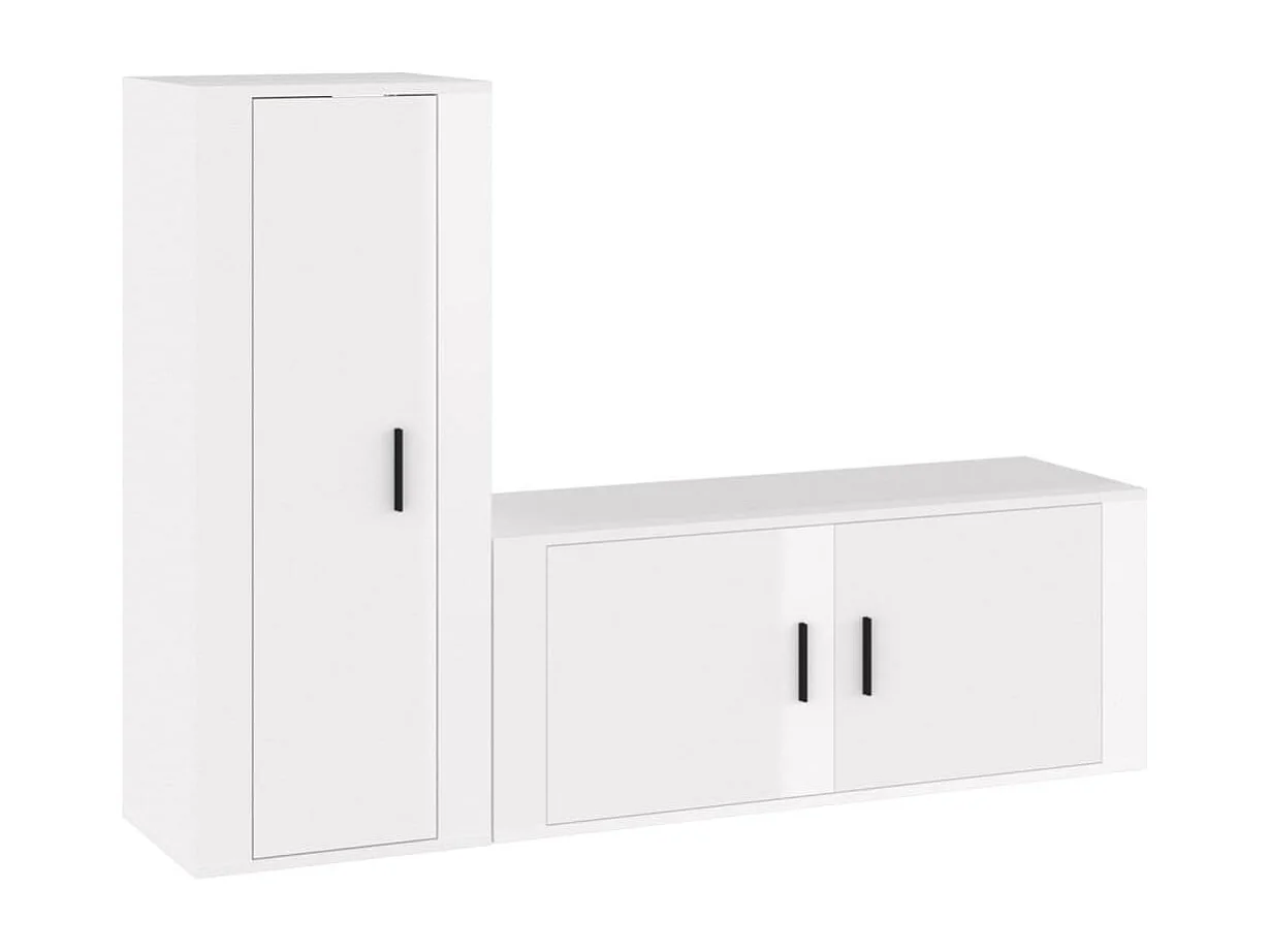 Ensemble de meubles TV 2 pcs blanc brillant bois d'ingénierie
