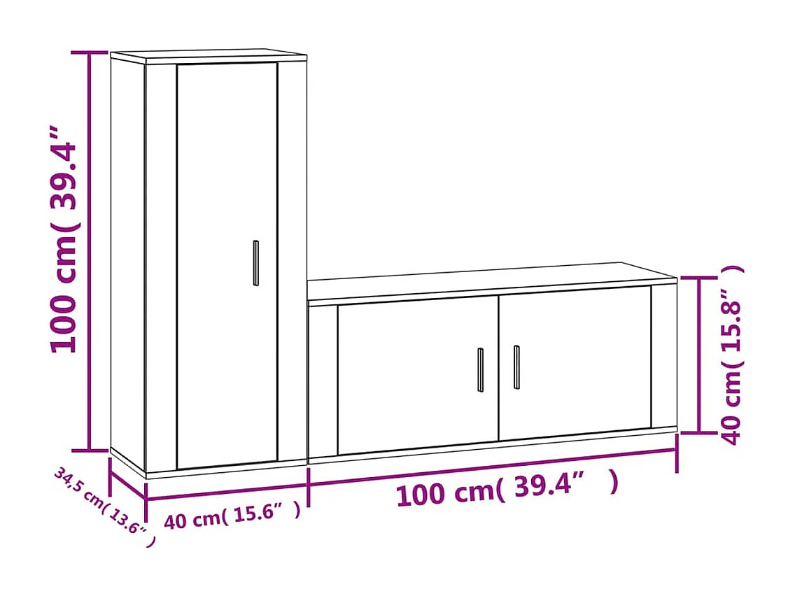 Ensemble de meubles TV 2 pcs blanc brillant bois d'ingénierie