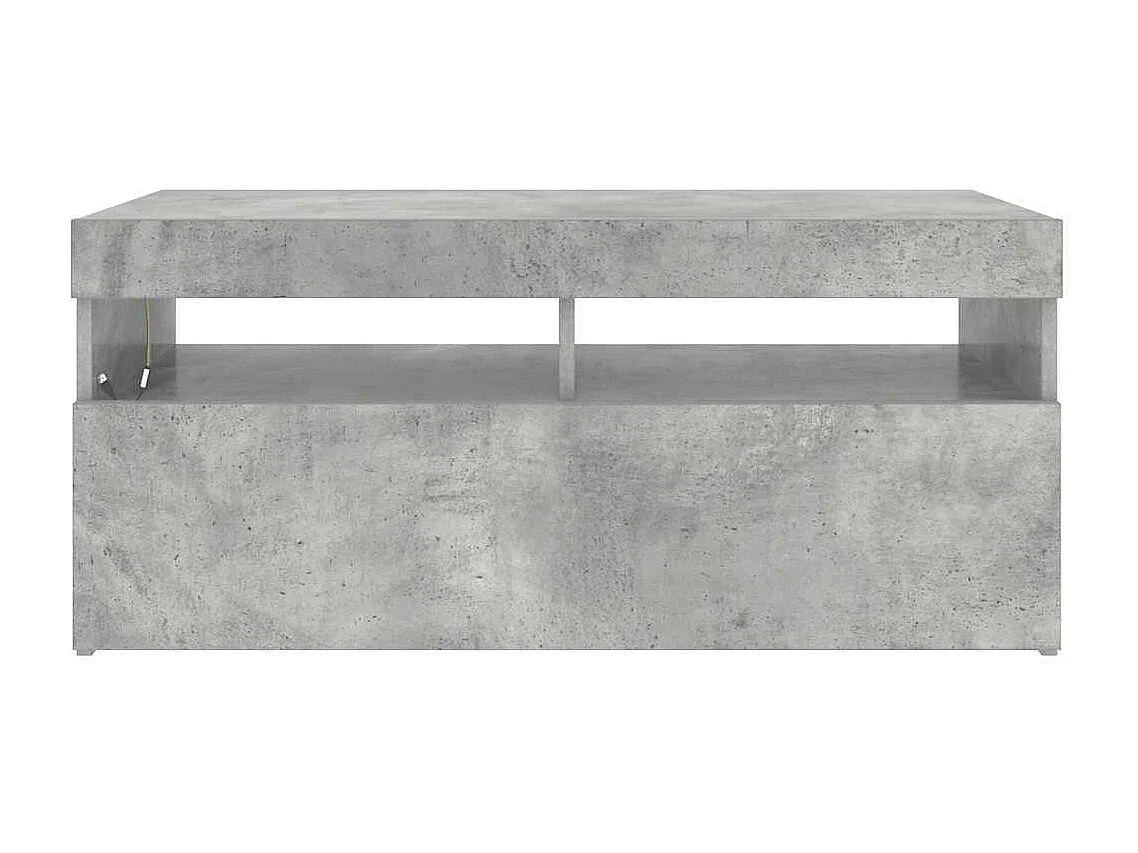Meuble TV avec lumières LED gris béton 90x35x40 cm