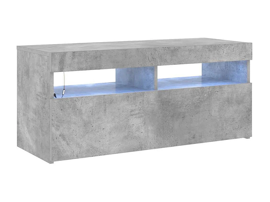 Móvel de TV com luzes LED 90x35x40 cm cinzento cimento