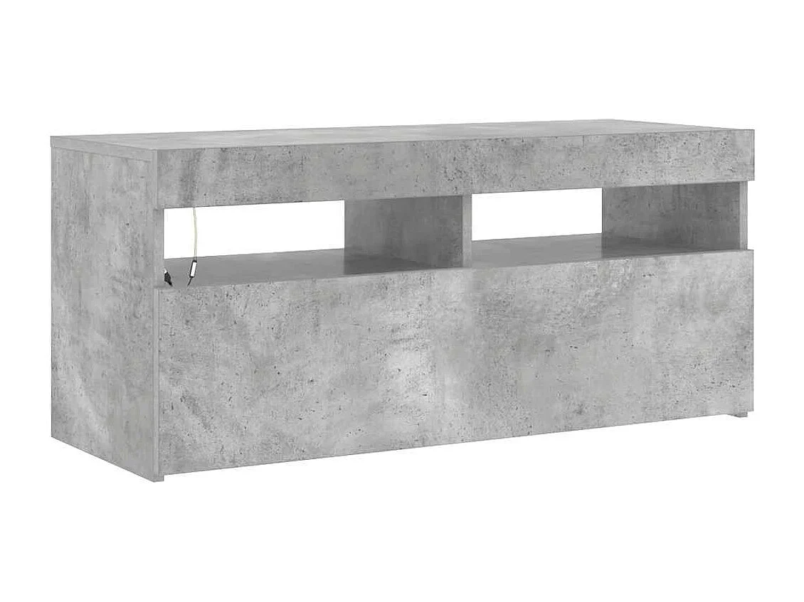 Móvel de TV com luzes LED 90x35x40 cm cinzento cimento