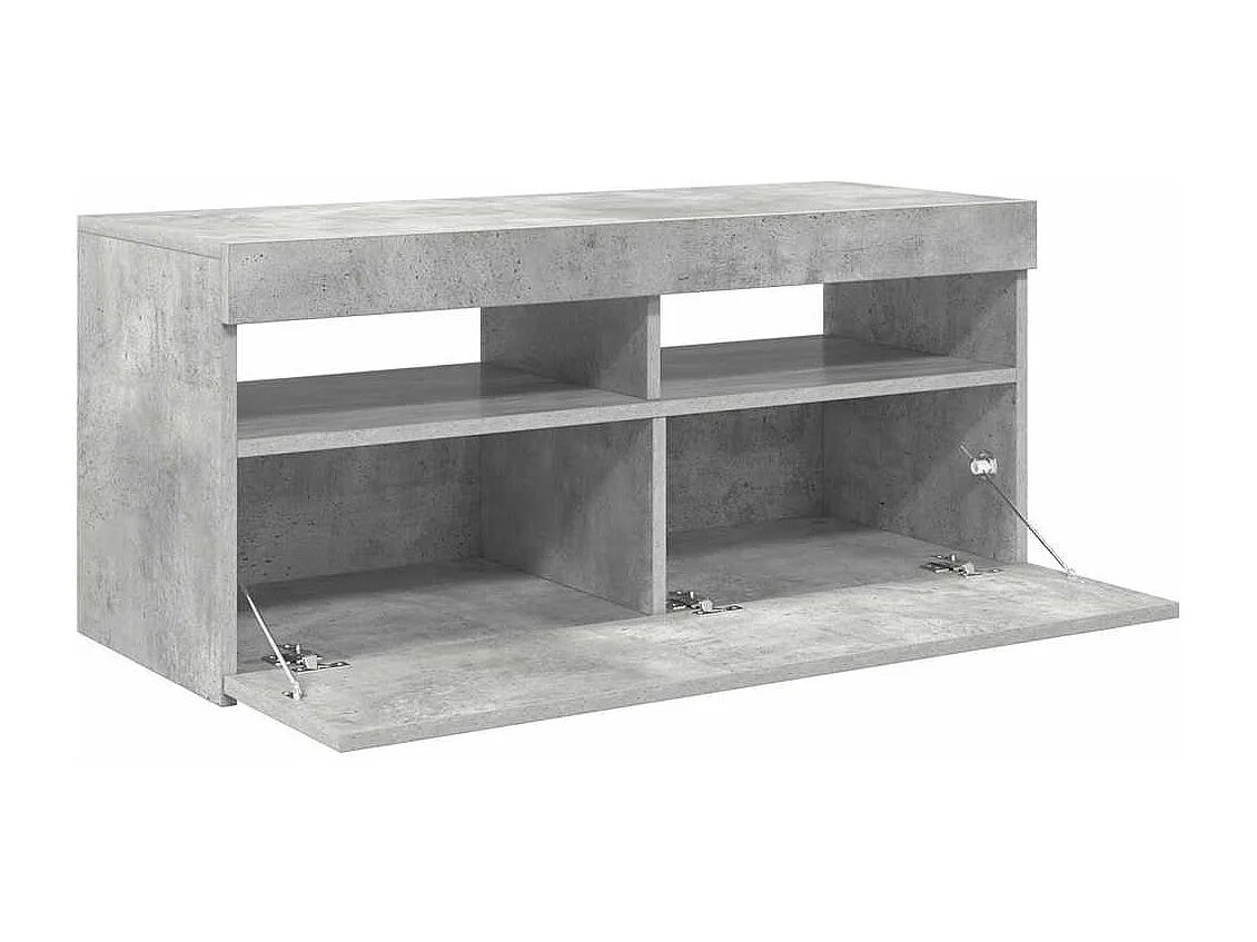Móvel de TV com luzes LED 90x35x40 cm cinzento cimento