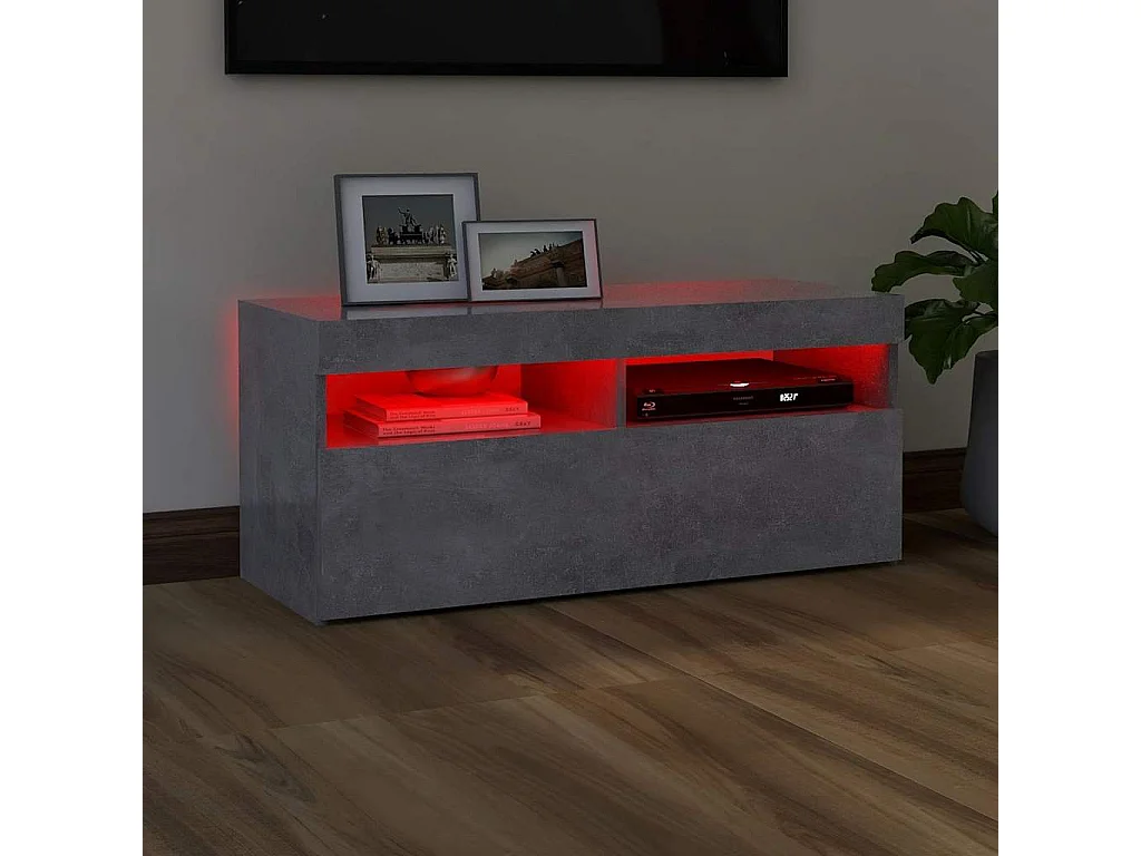 TV-Schrank mit LED-Leuchten Betongrau 90x35x40 cm