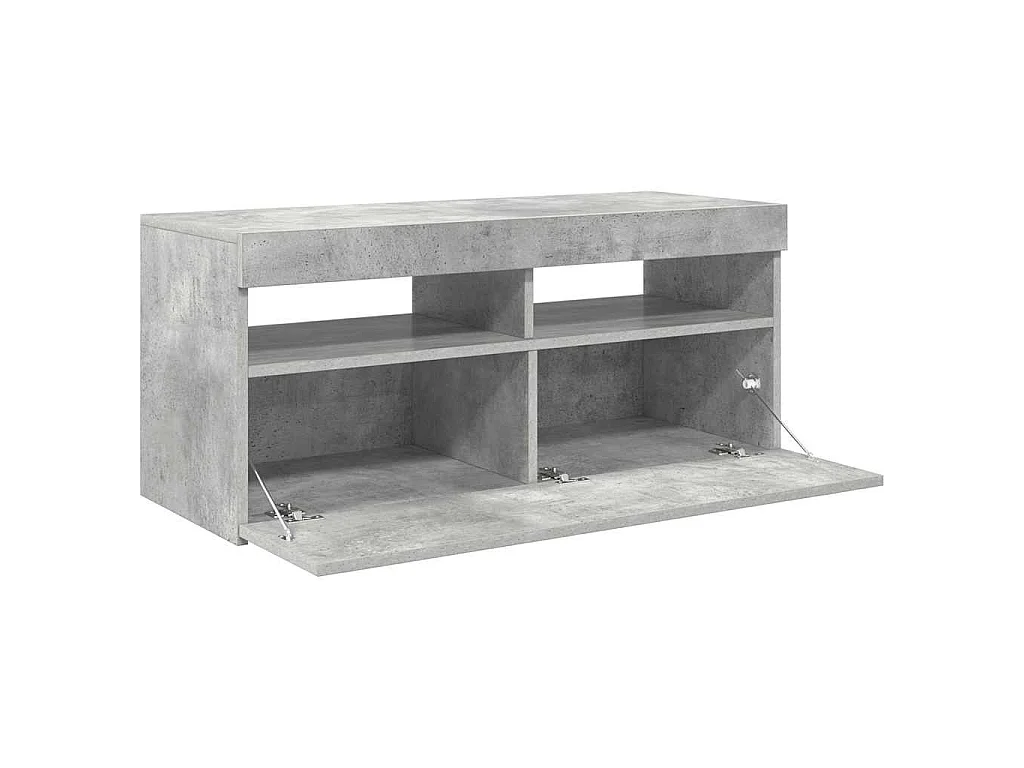 TV-Schrank mit LED-Leuchten Betongrau 90x35x40 cm