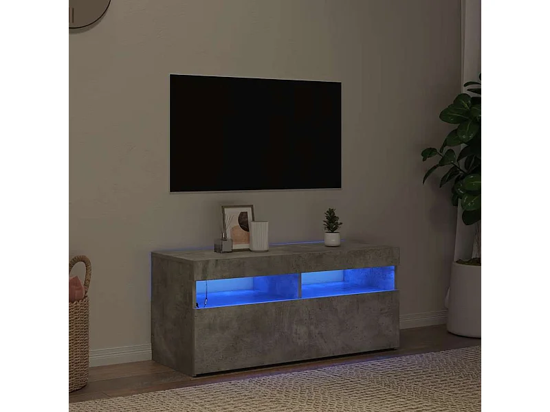 Tv-meubel met LED-verlichting 90x35x40 cm betongrijs
