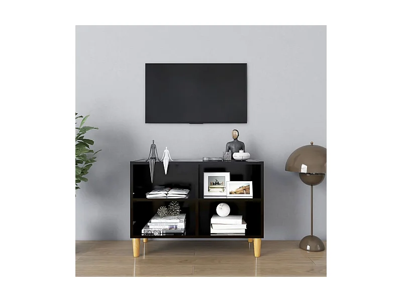 TV-Schrank mit Massivholz-Beinen Schwarz 69,5x30x50 cm