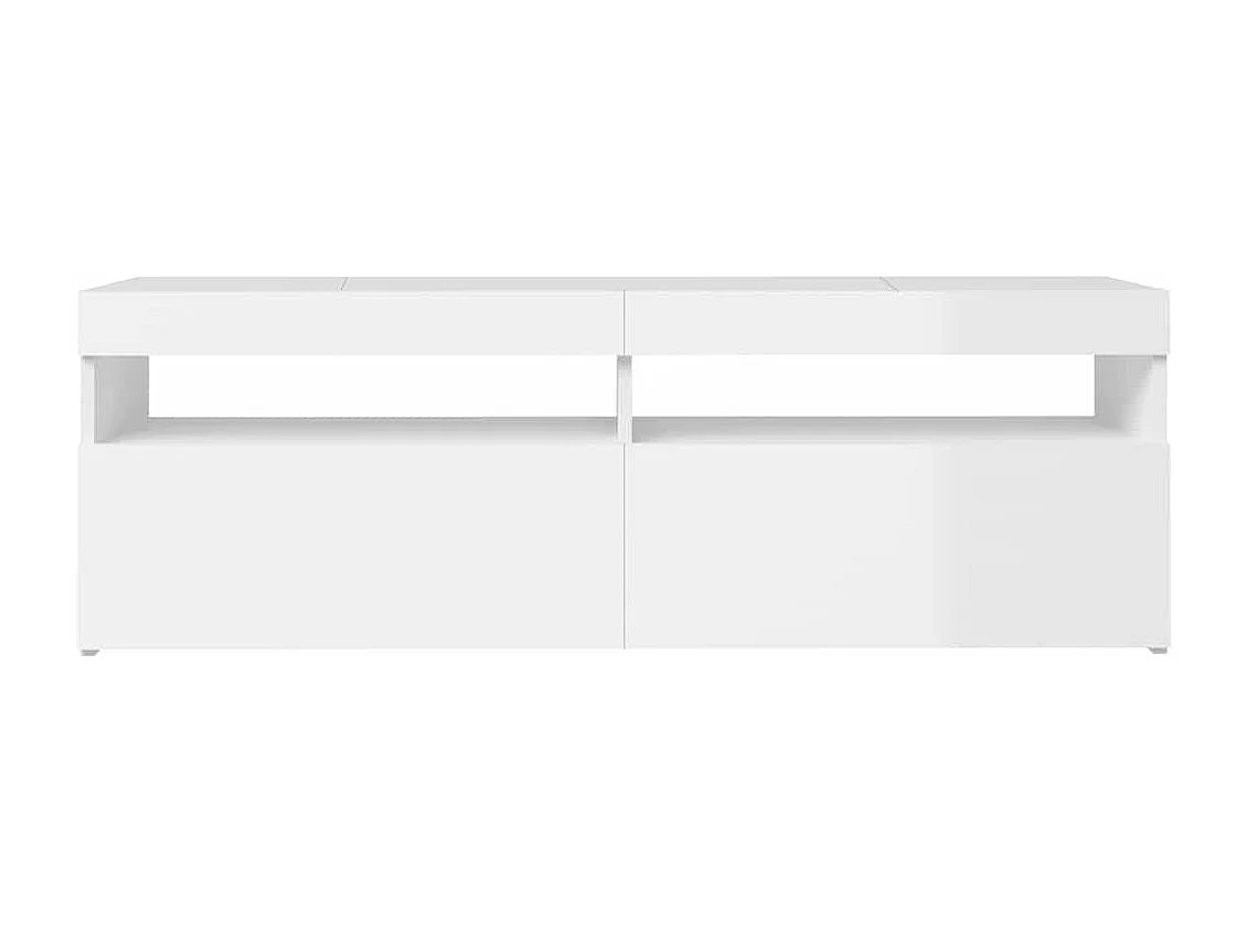 Meuble TV avec lumières LED blanc brillant 120x35x40 cm