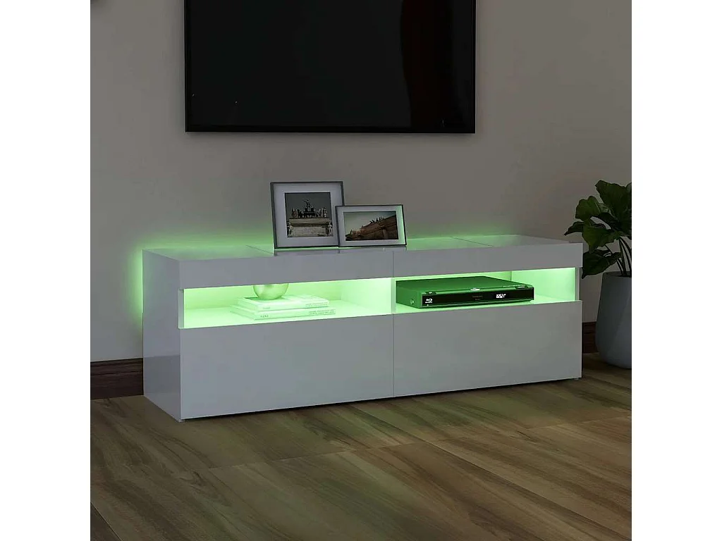 Tv-meubel met LED-verlichting 120x35x40 cm hoogglans wit