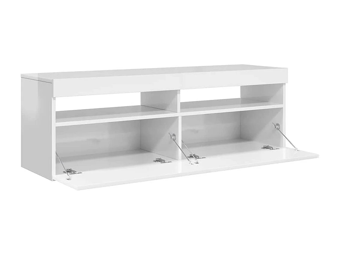 Tv-meubel met LED-verlichting 120x35x40 cm hoogglans wit
