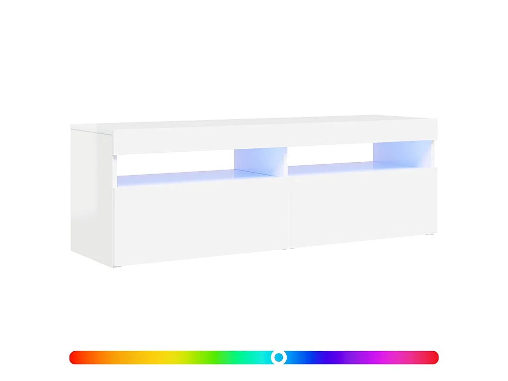 Meuble TV avec lumières LED blanc brillant 120x35x40 cm