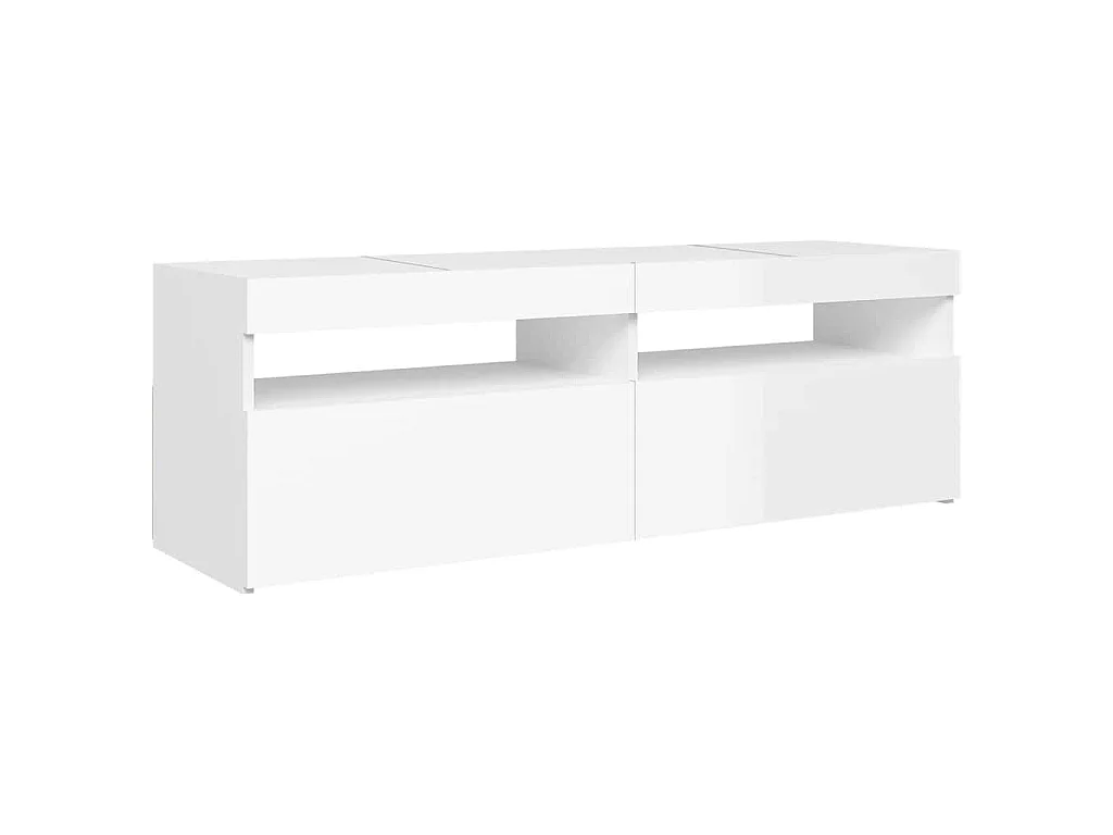 Meuble TV avec lumières LED blanc brillant 120x35x40 cm