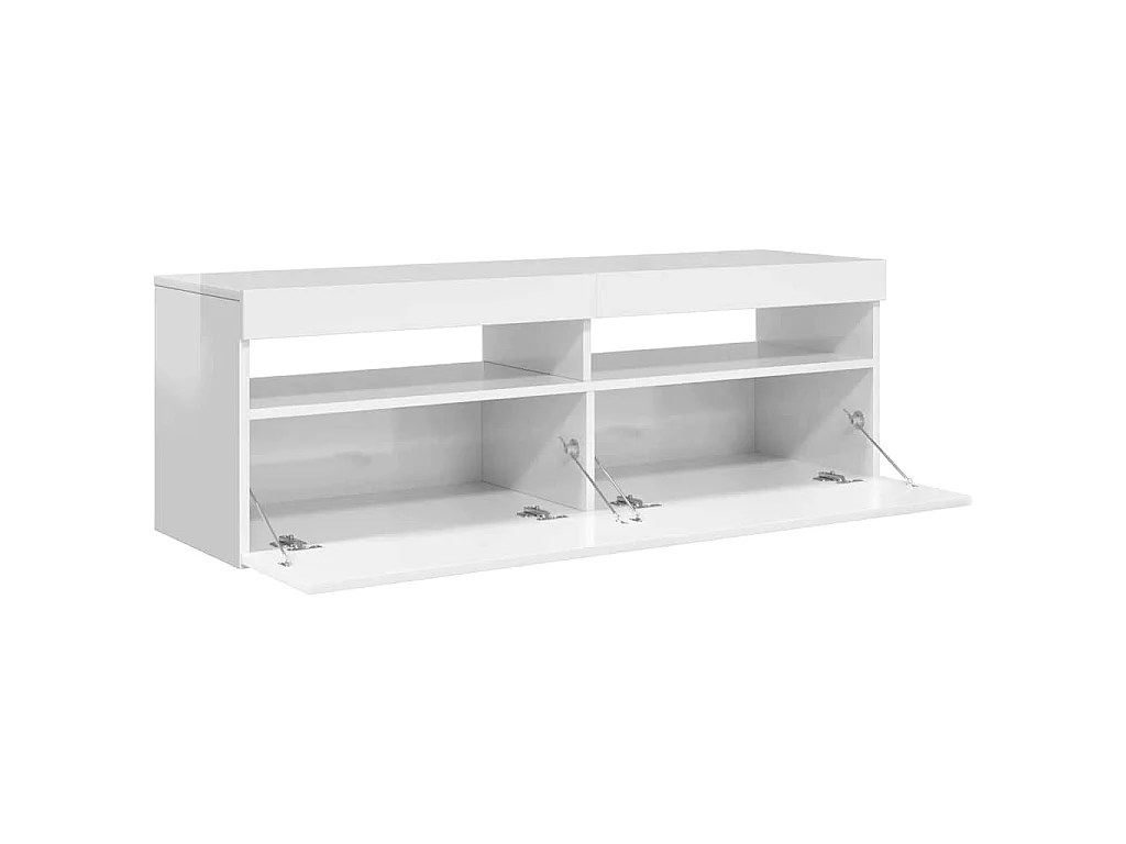 Meuble TV avec lumières LED blanc brillant 120x35x40 cm