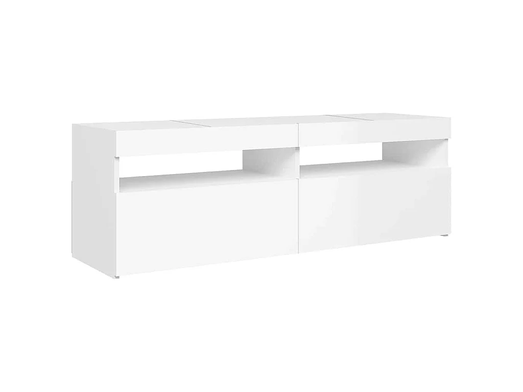 TV-Schrank mit LED-Leuchten Hochglanz-Weiß 120x35x40 cm