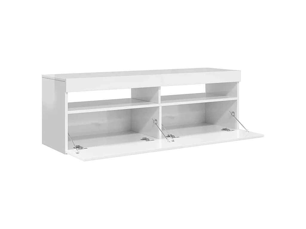 TV-Schrank mit LED-Leuchten Hochglanz-Weiß 120x35x40 cm