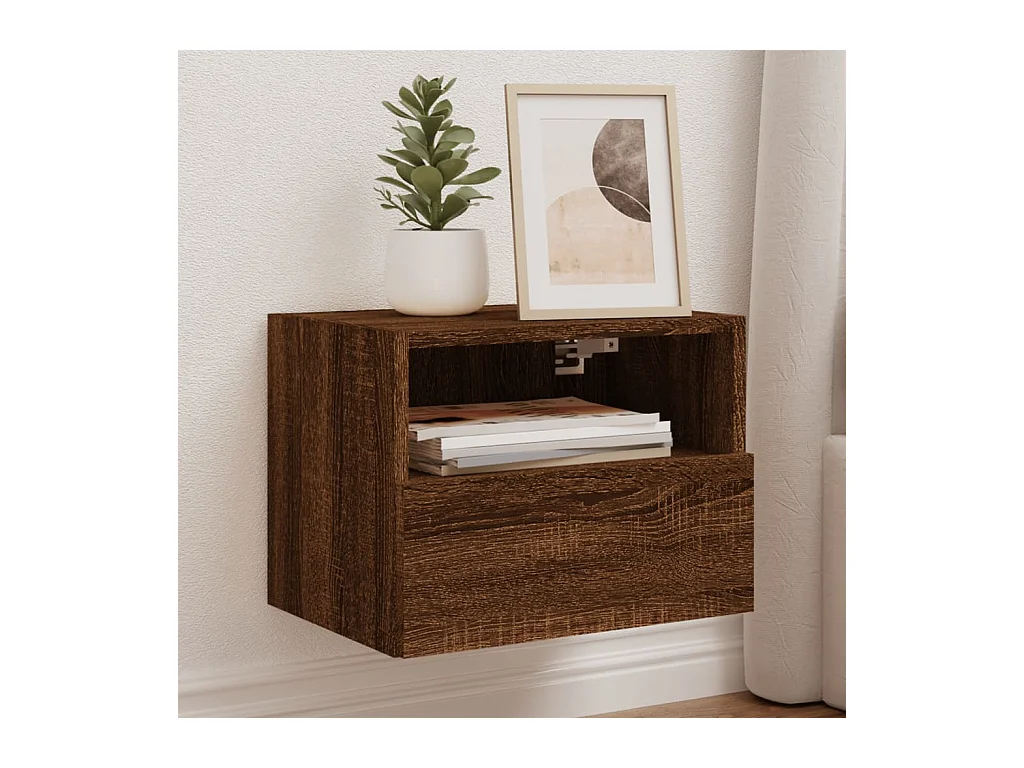 Meuble TV mural chêne marron 40x30x30 cm bois d'ingénierie