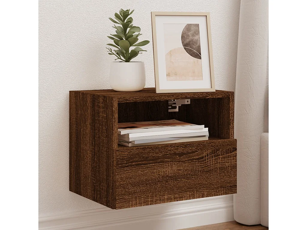 Meuble TV mural chêne marron 40x30x30 cm bois d'ingénierie