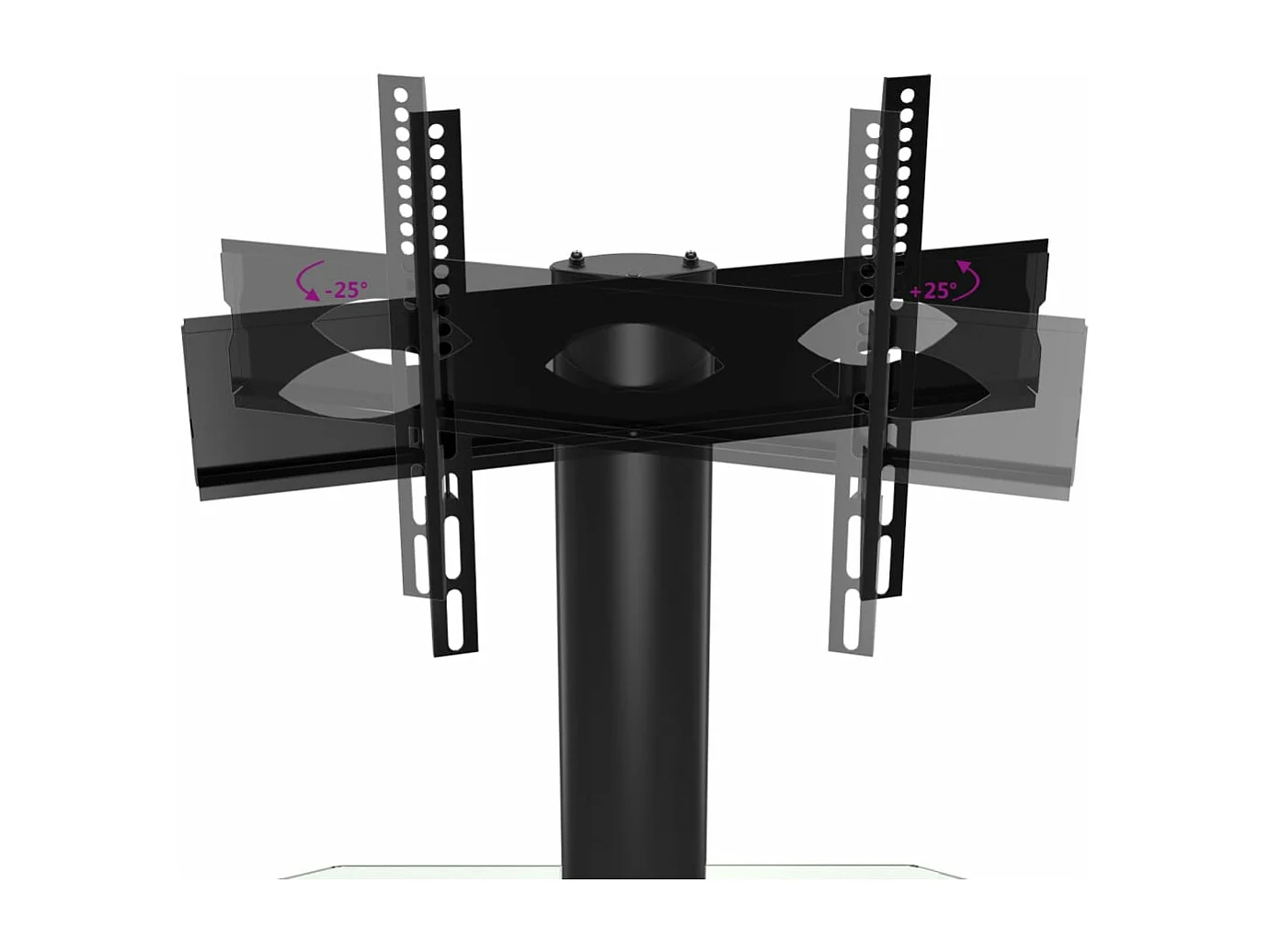 Suporte canto TV 32-70 polegadas 2 prateleiras preto/prateado