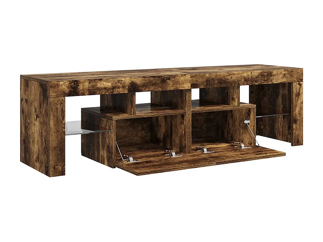 Meuble TV avec lumières LED Chêne fumé 140x36,5x40 cm