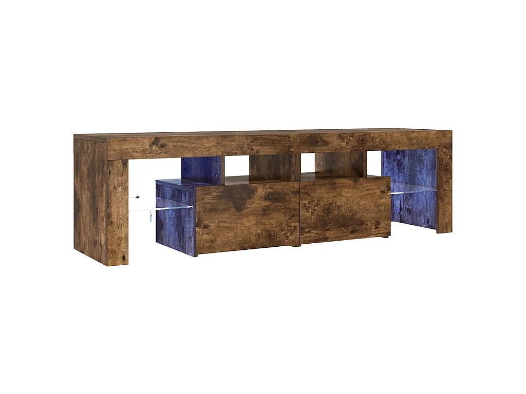 Meuble TV avec lumières LED Chêne fumé 140x36,5x40 cm