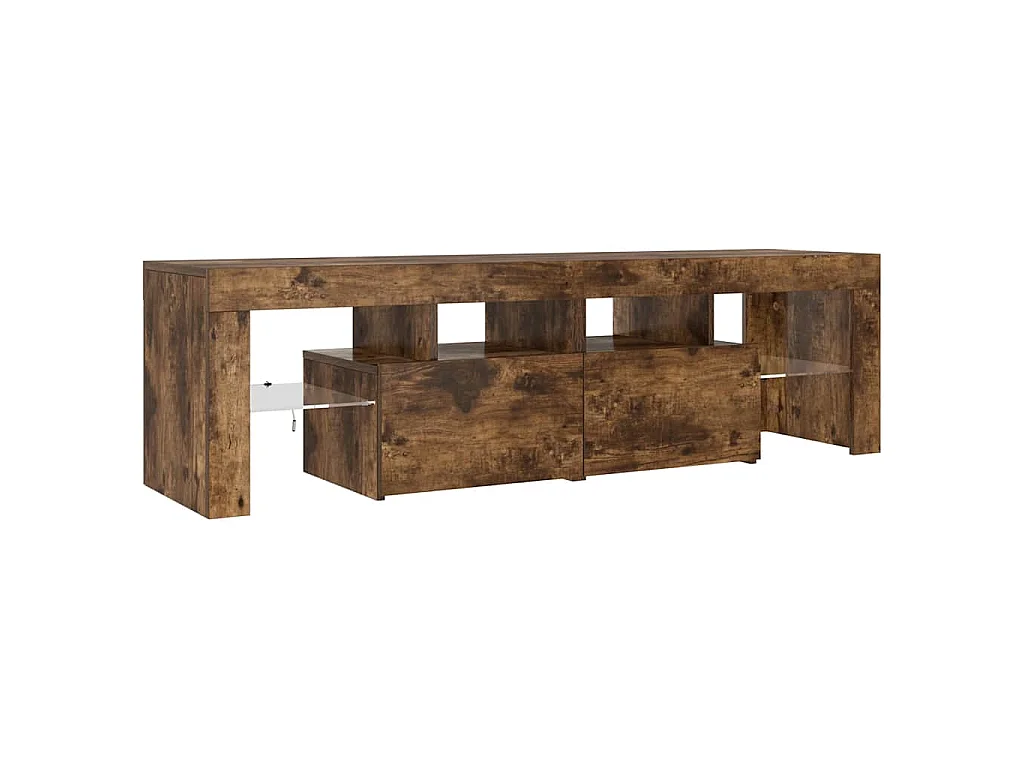 Meuble TV avec lumières LED Chêne fumé 140x36,5x40 cm