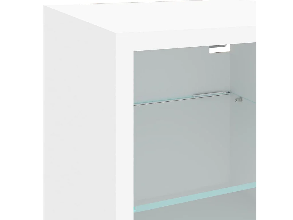 7-delige Tv-wandmeubelset met LED-verlichting bewerkt hout wit