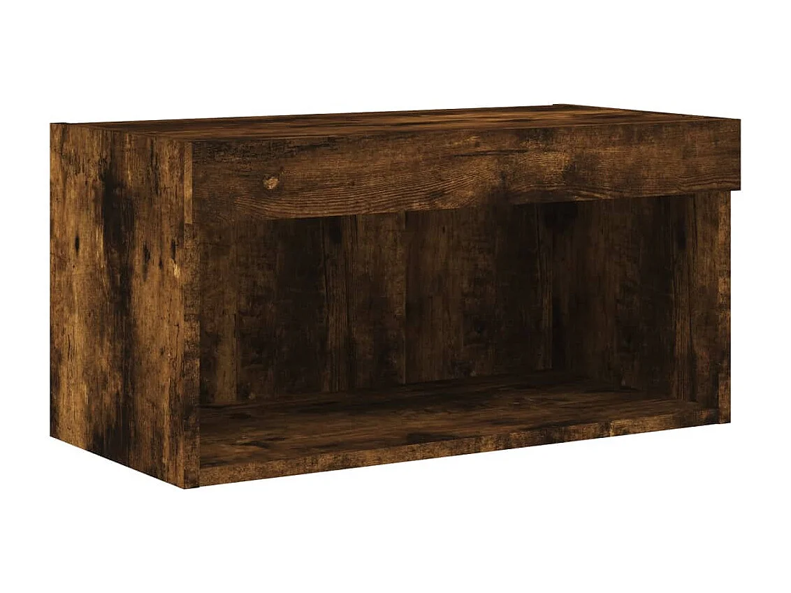 Mobili TV a Muro con LED 6pz Rovere Fumo in Legno Multistrato