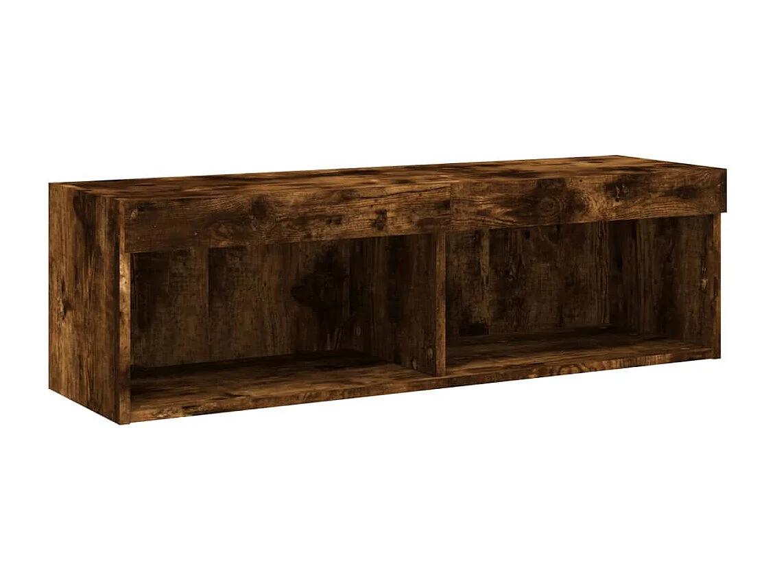 Mobili TV a Muro con LED 6pz Rovere Fumo in Legno Multistrato