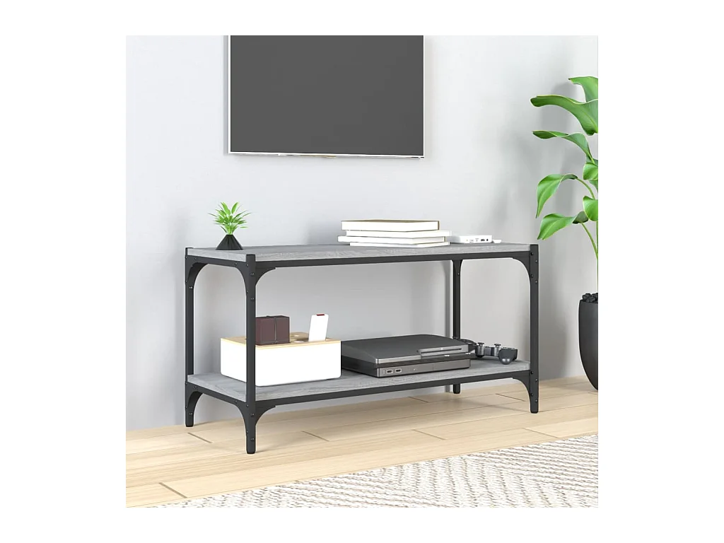 TV-Schrank Grau Sonoma 80x33x41 cm Holzwerkstoff und Stahl