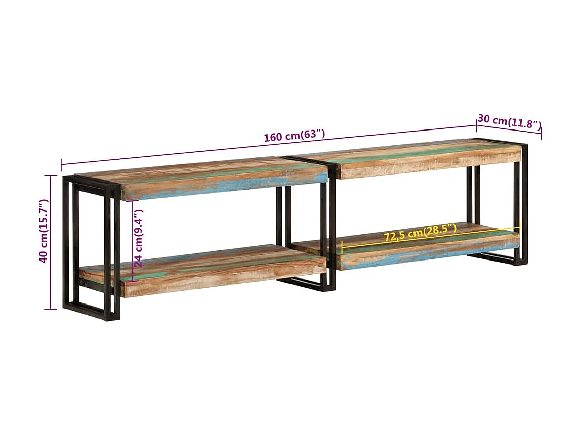 Tv-meubel 160x30x40 cm massief gerecycled hout