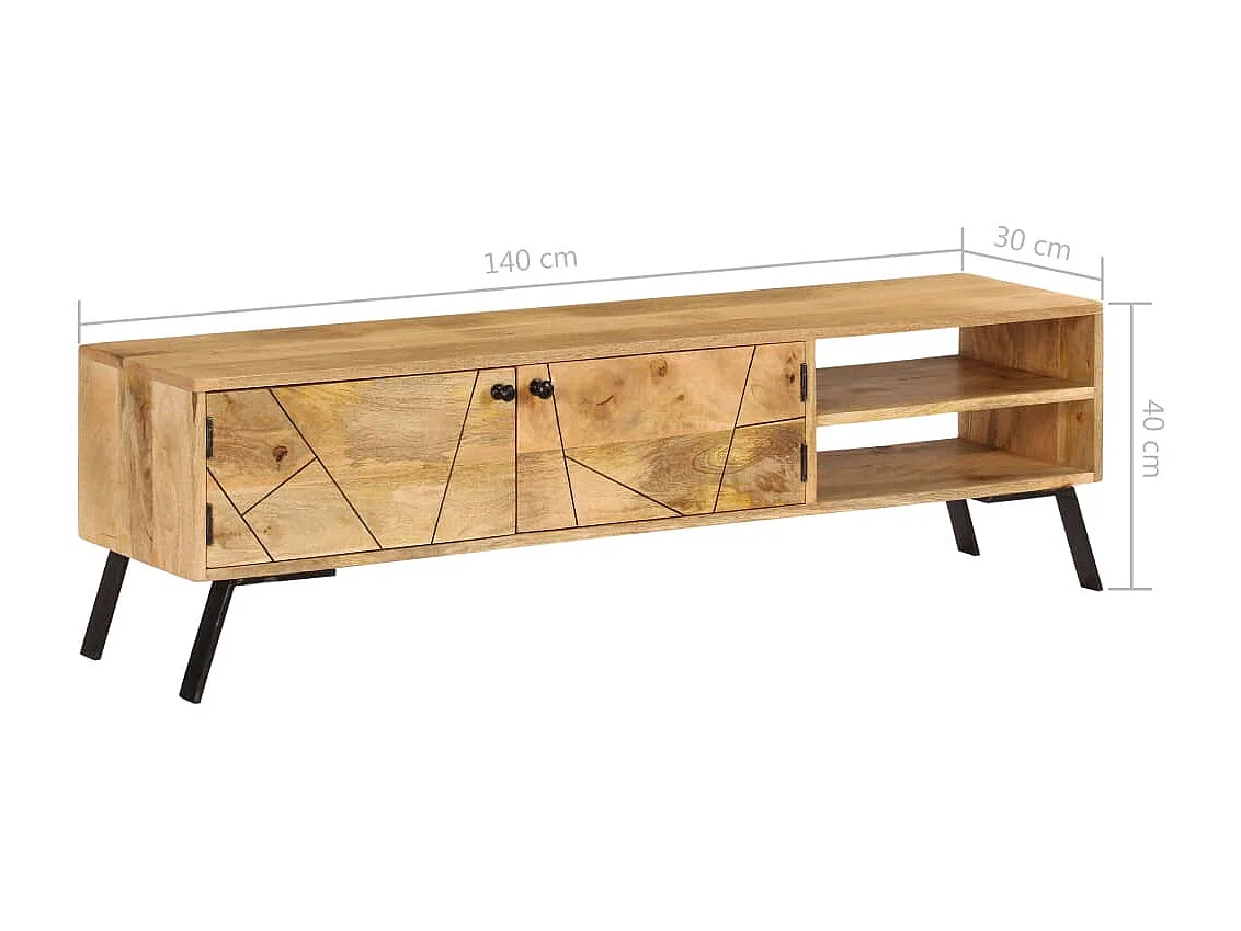 Mobile Porta TV in Legno Massello di Mango 140x30x40 cm