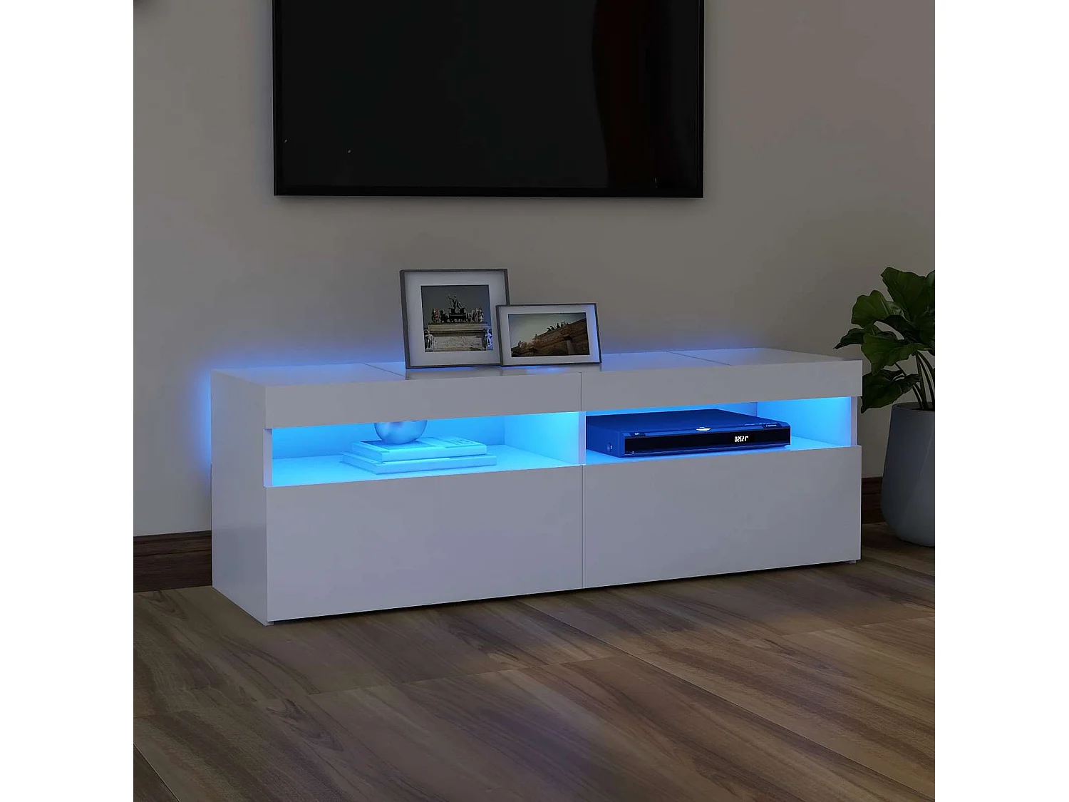 TV-Schrank mit LED-Leuchten Weiß 120x35x40 cm