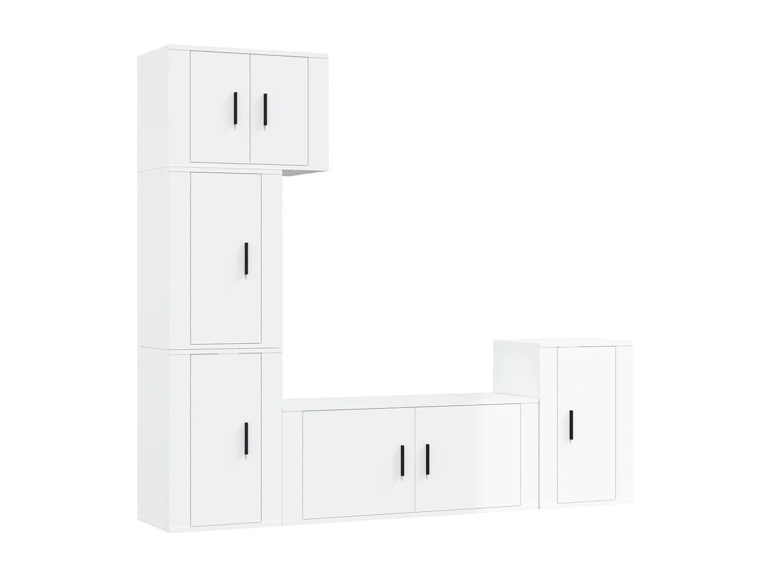Ensemble de meubles TV 5 pcs Blanc brillant Bois d'ingénierie