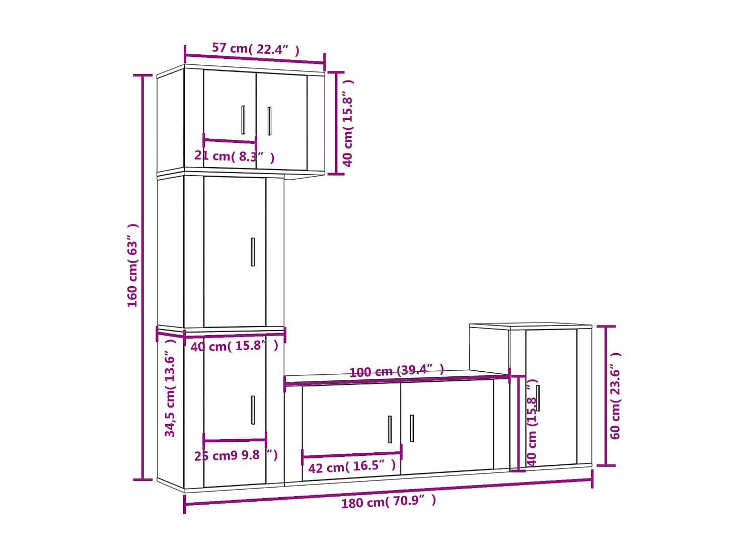 Ensemble de meubles TV 5 pcs Blanc brillant Bois d'ingénierie