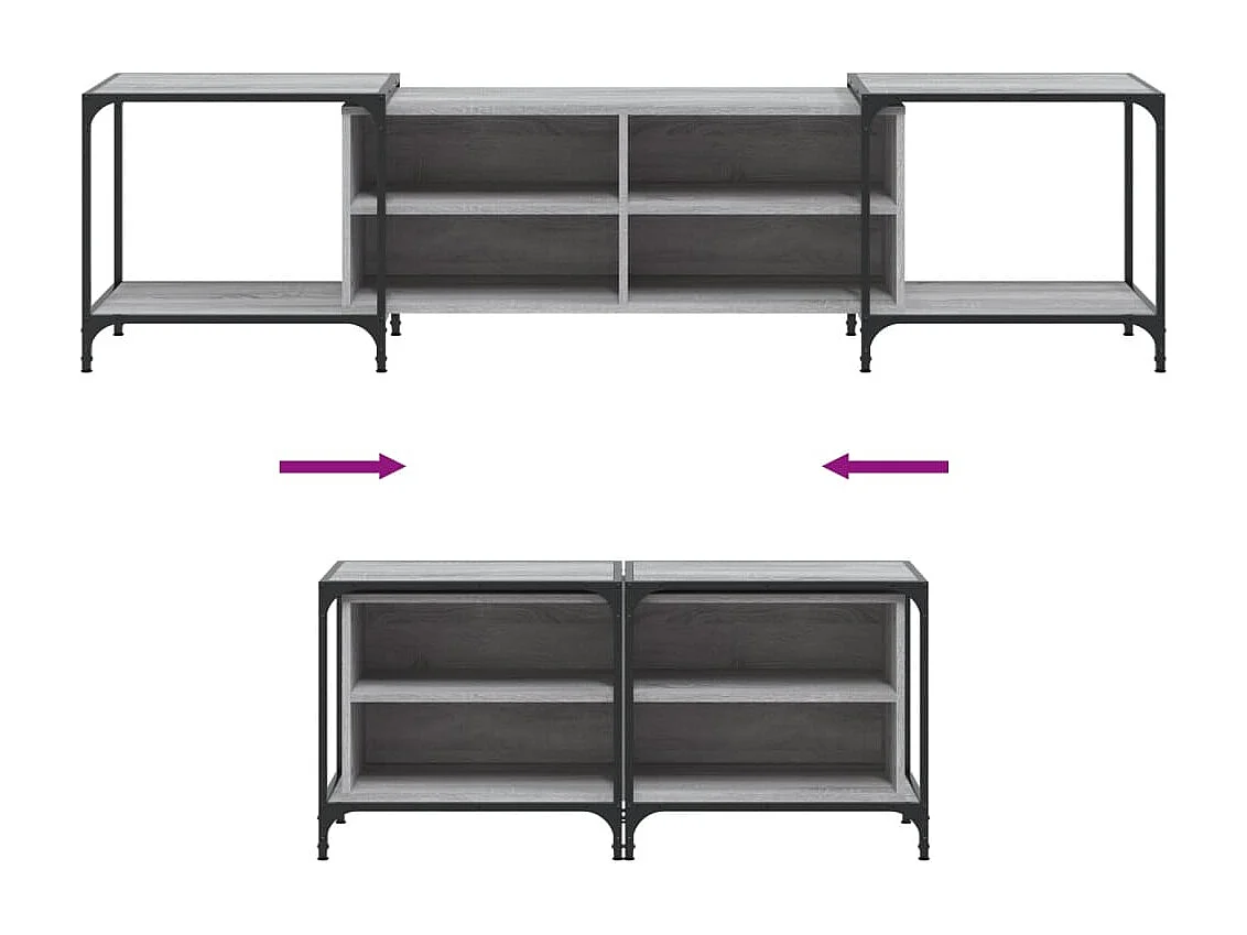 Mobile Porta TV Grigio Sonoma 203x37x50 cm in Legno Multistrato
