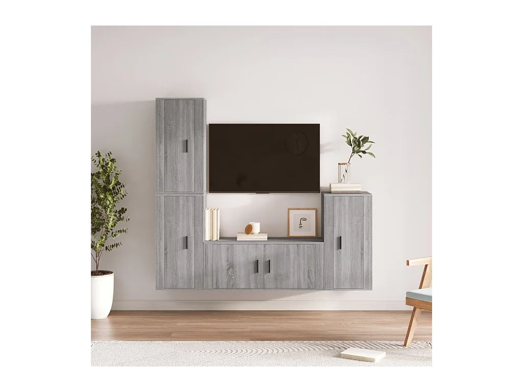 Ensemble de meubles TV 4 pcs Sonoma gris Bois d'ingénierie