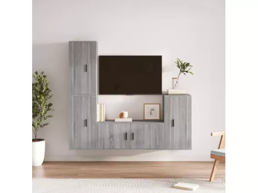 Kauf Unique 4-tlg. TV-Schrank-Set Grau Sonoma Holzwerkstoff