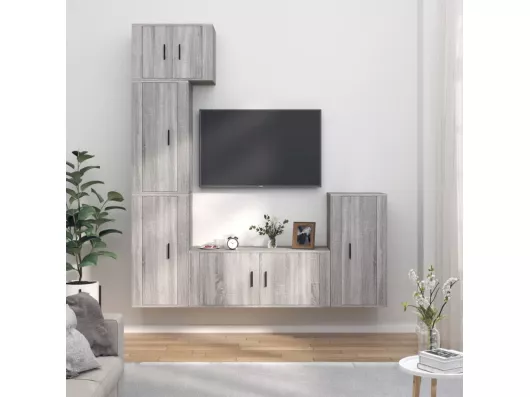 Kauf Unique 5-tlg. TV-Schrank-Set Grau Sonoma Holzwerkstoff