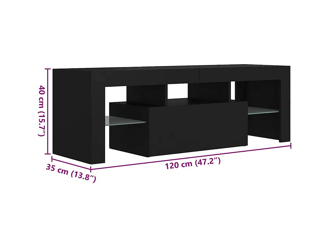 Meuble TV avec lumières LED noir 120x35x40 cm