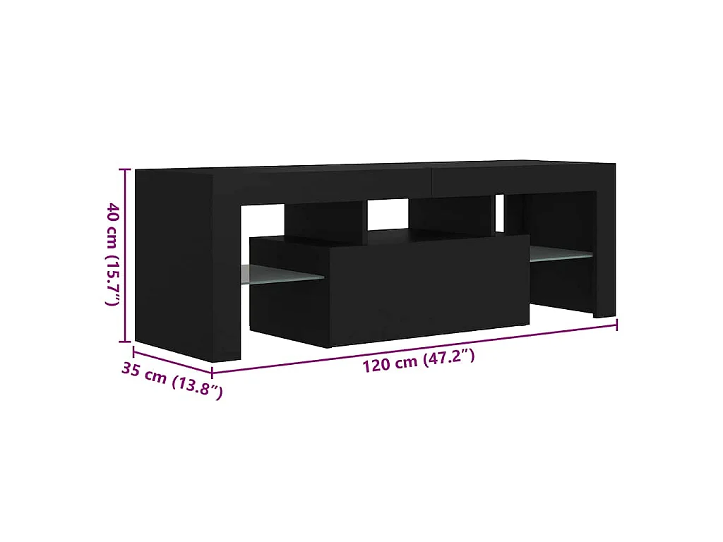 Tv-meubel met LED-verlichting 120x35x40 cm zwart
