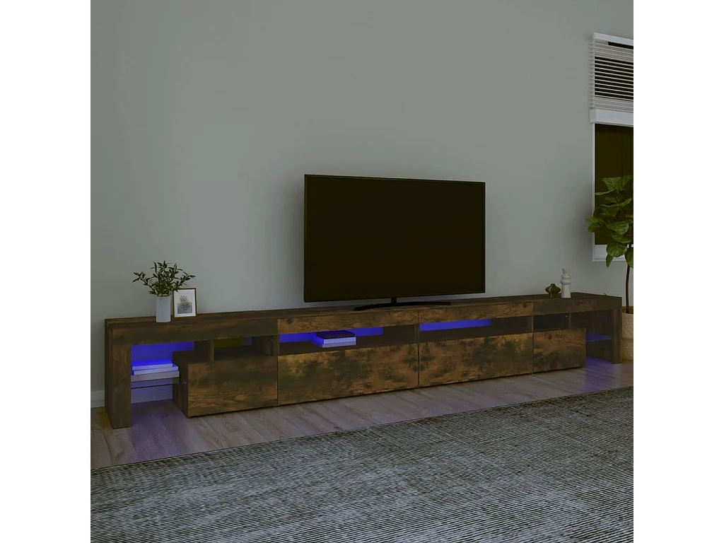 Meuble TV avec lumières LED Chêne fumé 290x36,5x40 cm