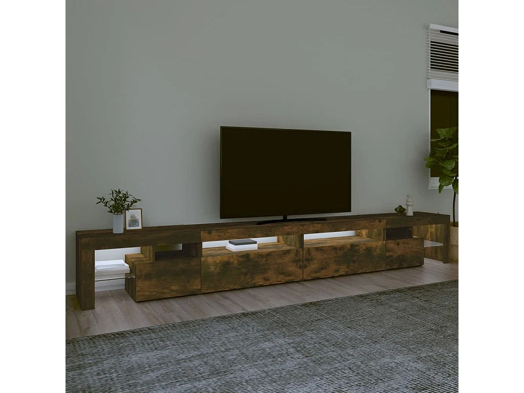 Meuble TV avec lumières LED Chêne fumé 290x36,5x40 cm