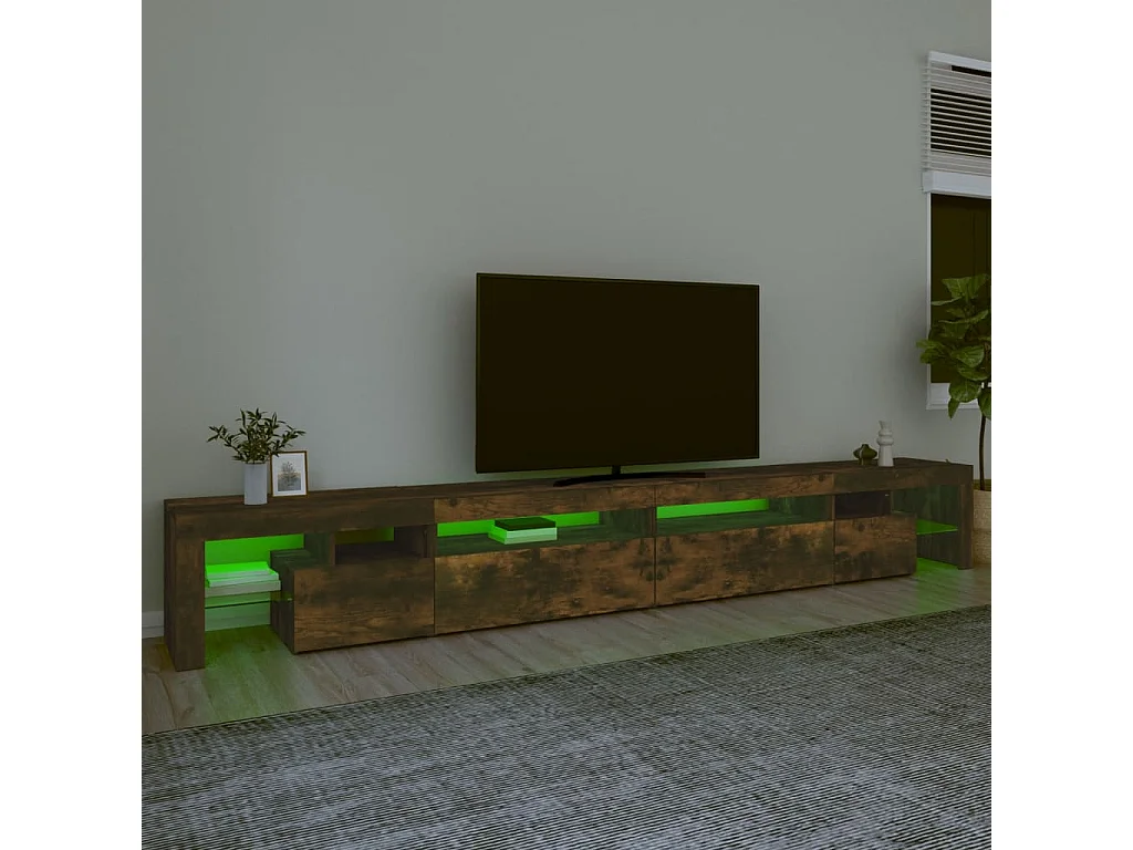 Meuble TV avec lumières LED Chêne fumé 290x36,5x40 cm