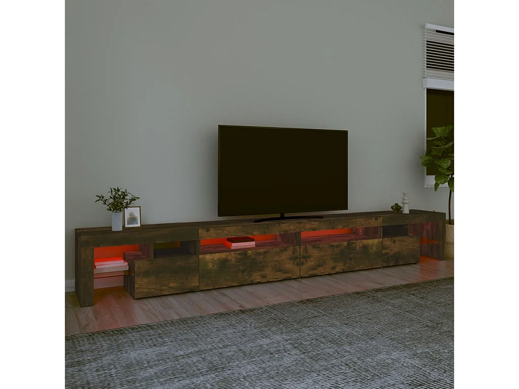 Meuble TV avec lumières LED Chêne fumé 290x36,5x40 cm