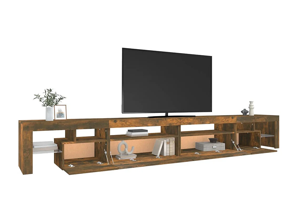 Meuble TV avec lumières LED Chêne fumé 290x36,5x40 cm